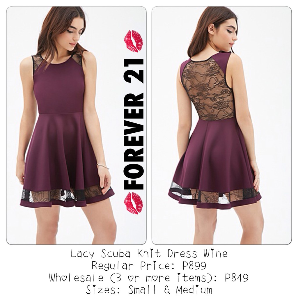 Forever 21 Lacy Scuba Knit Dress Purple Black Shopee Philippines