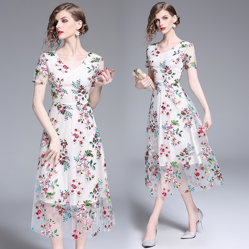 Women Clothes Dress Embroidery Lace Floral Dresses Wedding Party Longdress Maxi Dress Shopee Philippines