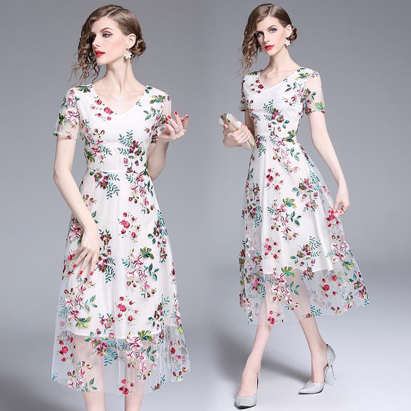 Women Clothes Dress Embroidery Lace Floral Dresses Wedding Party Longdress Maxi Dress Shopee Philippines