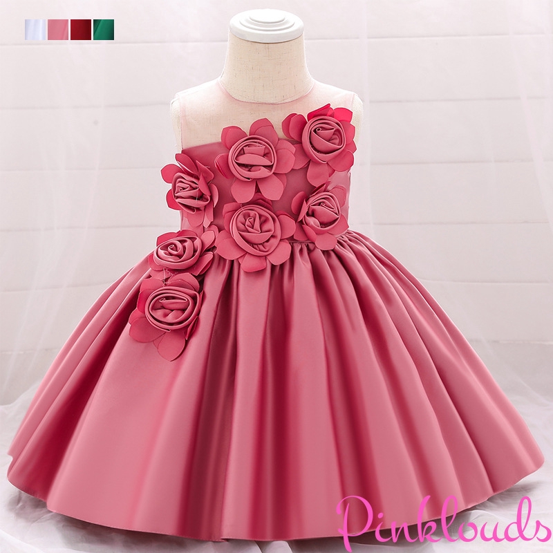 Baby Kids Dress Infants Satin Applique Princess Dress Baby Birthday Party Costumes Formal Dinner Gown Shopee Philippines