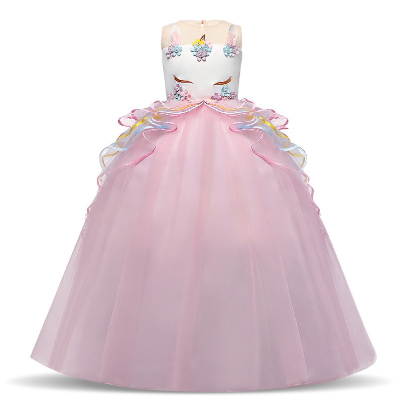 Nnjxd Kids Girl Princess Dress Unicorn Long Gown Formal Pageant Wedding Birthday Dresses Shopee Philippines