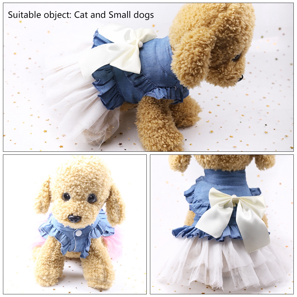 Pet Cute Princess Dress Denim Bowknot Skirt Wedding Dress For Cat Small Dogs Shopee Philippines