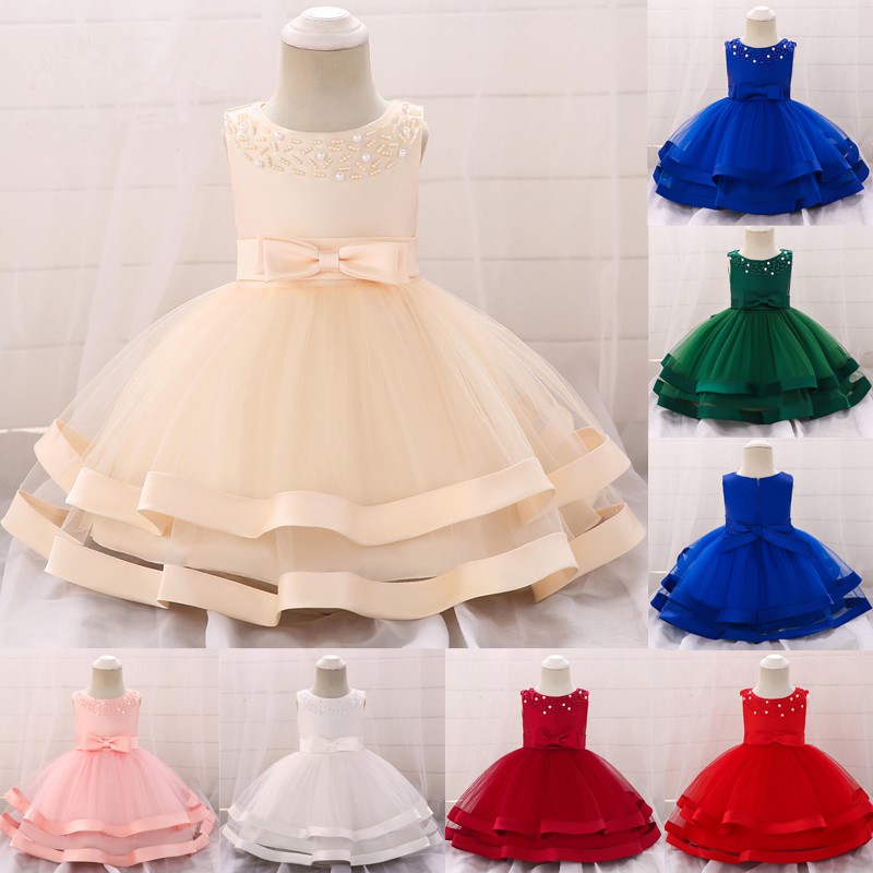 Baby Girl Dress Ball Gown Clothes Beading Party Wedding Baptism Lace Princess Dress Girl Dresses Birthday 3 24 Month Shopee Philippines