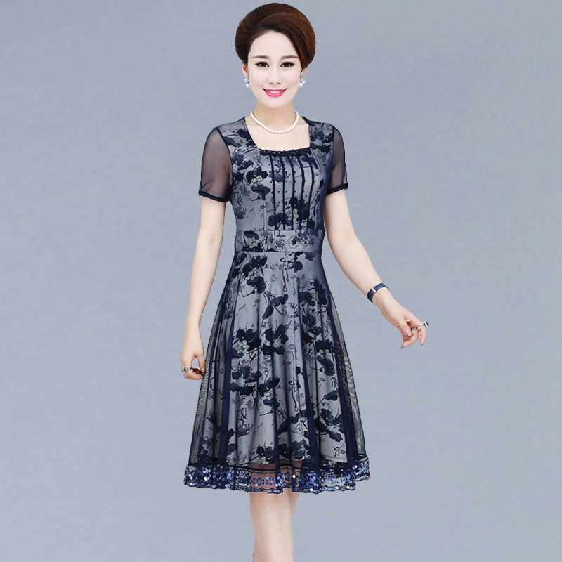 Plus Size Short Sleeve Dress 40 60 Years Old Middle Aged Women Shopee Philippines
