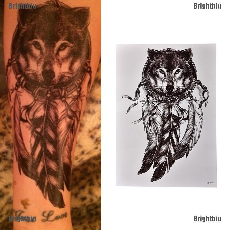 Biu Waterproof Wolf Dreamcatcher Temporary Tattoo Large Arm Body Art Tattoos Biu Shopee Philippines