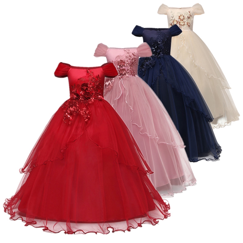 Nnjxd Flower Baby Kids Girl Party Birthday Dress Wedding Prom Gown Long Dresses Shopee Philippines