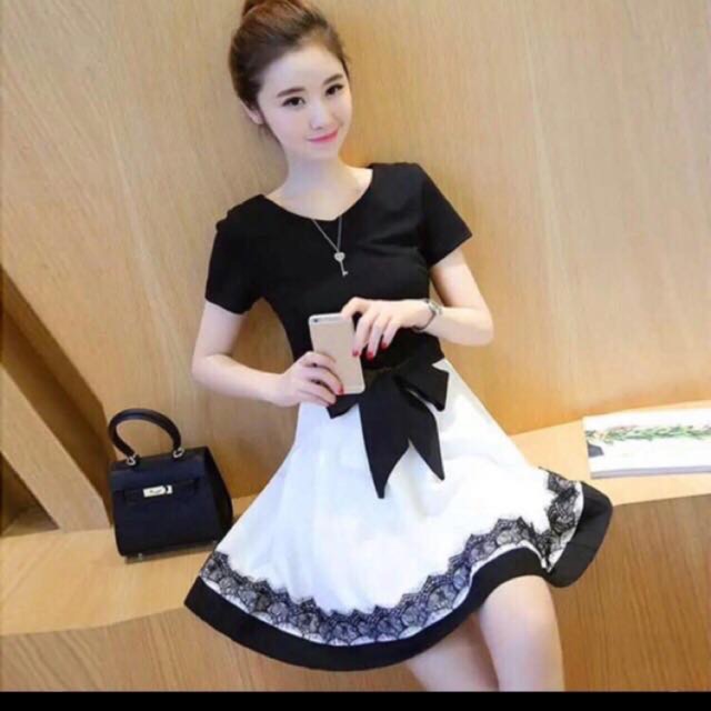 Korean Mini Dress Formal Dress Black White Dress Shopee Philippines