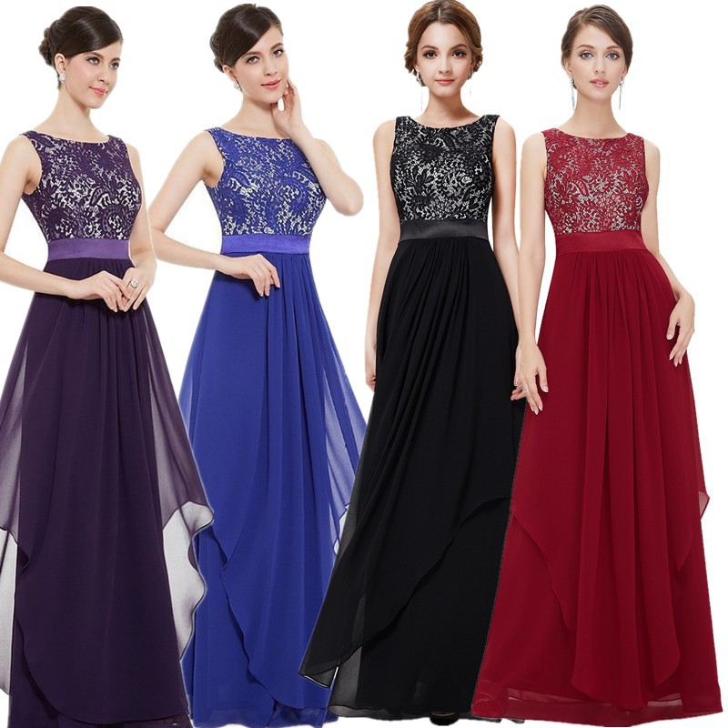 Dinner Dress Wedding Guest Princess Chiffon Prom Long Dress Shopee Philippines