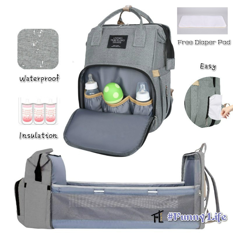 Fl 3 In 1 Portable Crib Diaper Bag Backpack Foldable Baby Bed Diaper Changing Station Multi Function Large Capacity Mommy Bag With Mattress For Newborn Baby Toddler Travel Home Shopee Philippines