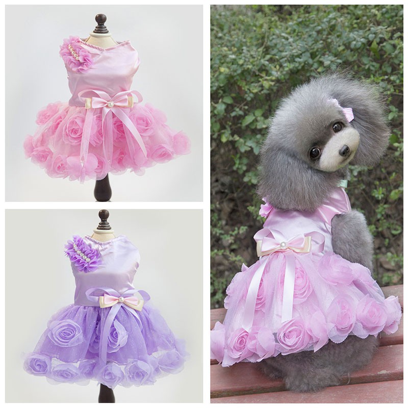 Rose Flower Wedding Dog Dress Summer Dog Clothes Puppy Skirt Shopee Philippines