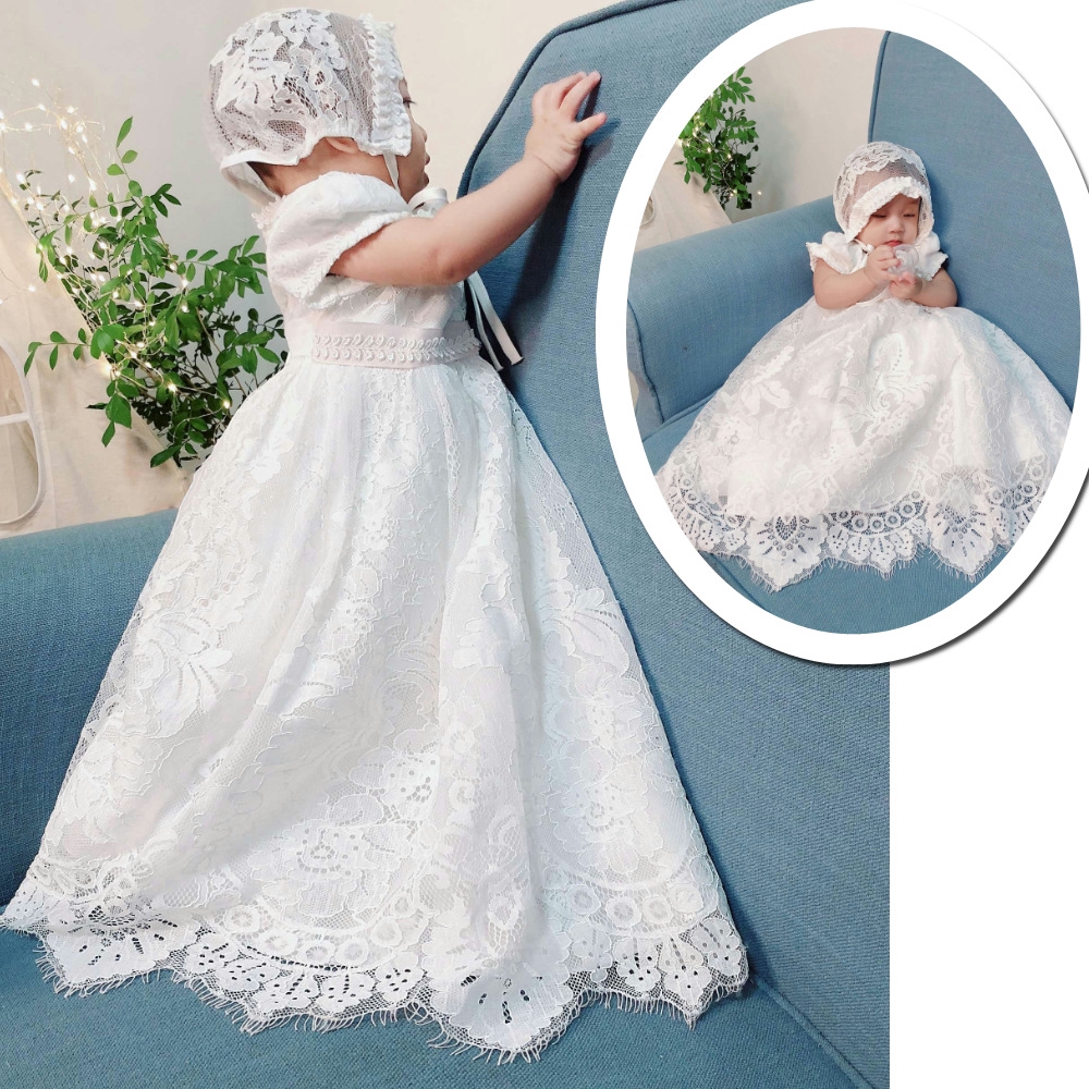 2pc Set Lace Christening Dress For Baby Girl First Birthday Gown Girl Kids Party Dress Baptism Baby Girl Dress Wedding Shopee Philippines