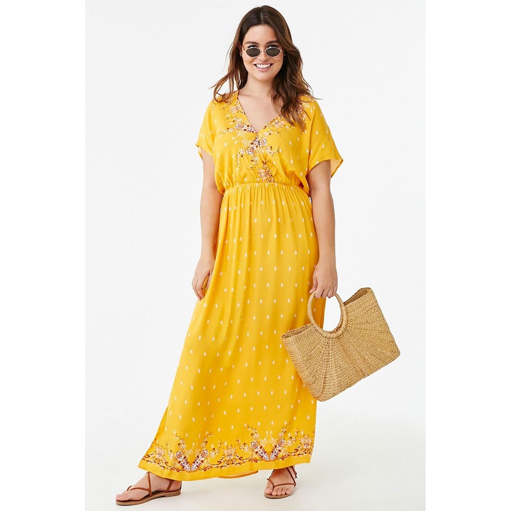 Forever 21 Plus Size Surplice Maxi Dress Mustard Shopee Philippines