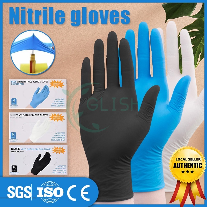 This makes them a popular choice for . Surgical Disposable Gloves Latex 100pcs Synthetic Nitrile Powder Free Gloves S M L Blue White Shopee Philippines