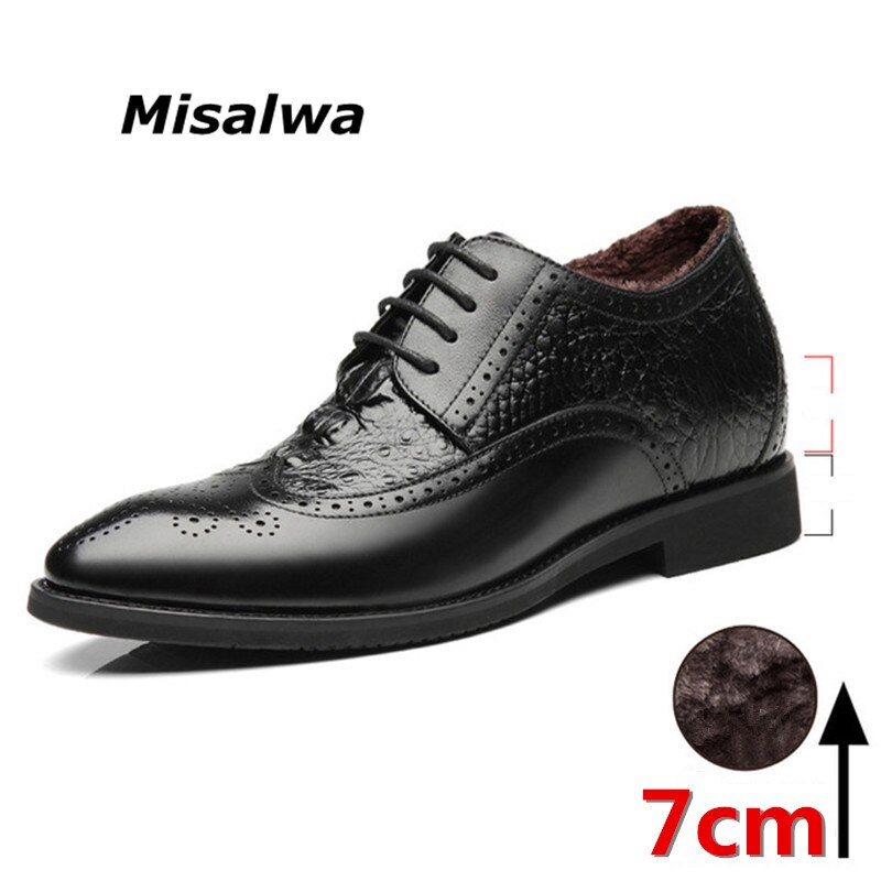 Misalwa Warm Winter Spring Men Dress Shoes 5 7cm Elevator Formal Shoes Brogue Wedding Party Shopee Philippines