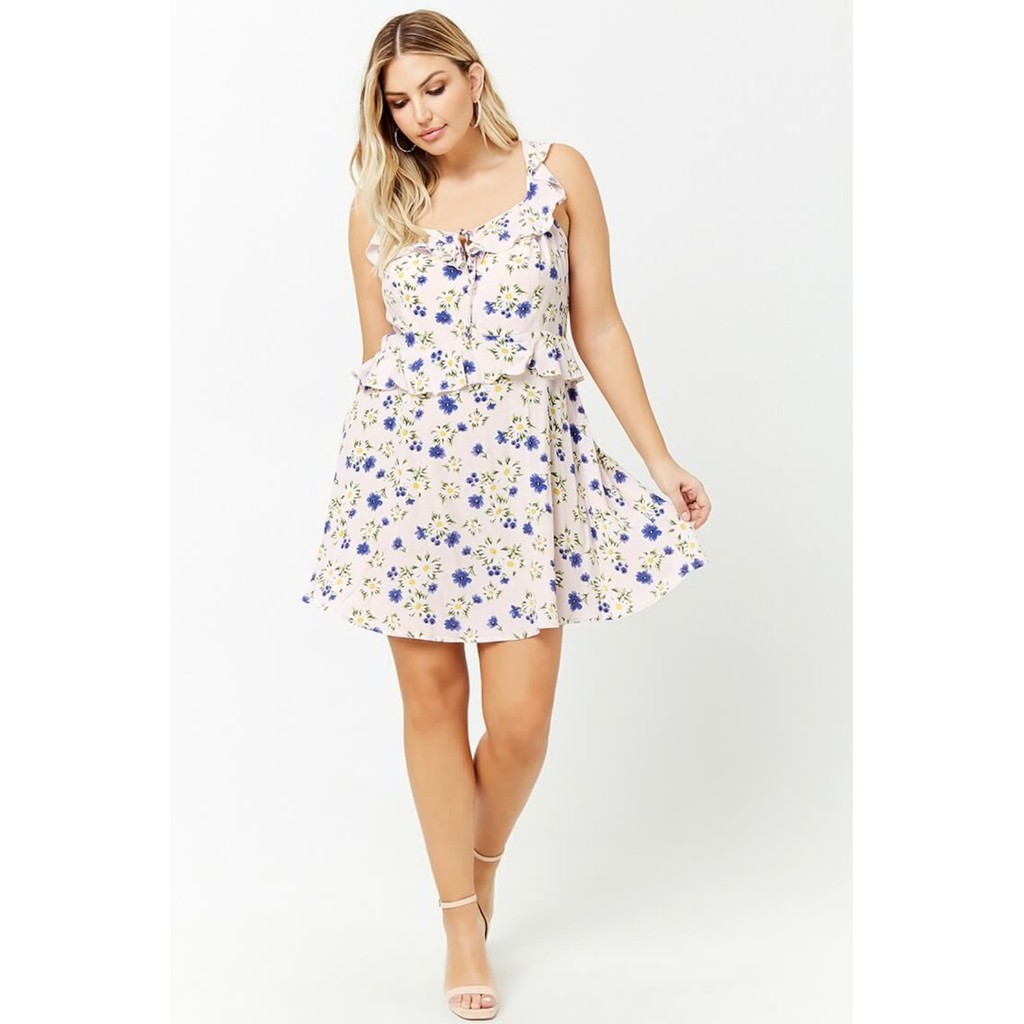 Forever 21 Plus Size Floral Ruffle Mini Dress Shopee Philippines