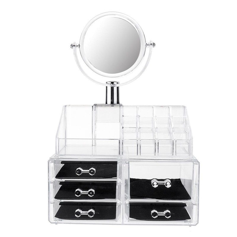 Amazon Com Innsweet 4 Pieces Makeup Organizer Cosmetic Storage Drawers And Jewelry Display Box Acrylic Makeup Holders With 7 Drawers Black Beauty