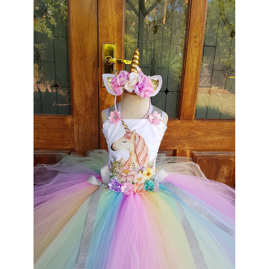 Pastel Unicorn Tutu Dresses Birthday Girl Unicorn Dress First Birthday Unicorn Birthday Costume Shopee Philippines