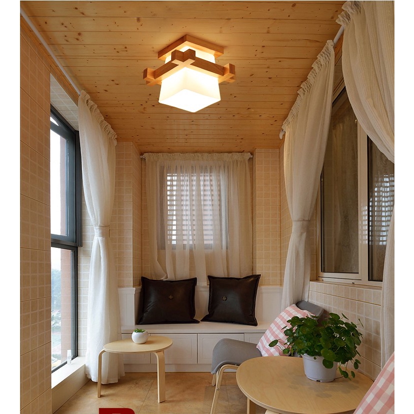 Artpad Tatami Japanese Ceiling Light For Home Lighting Glass Lampshade E27 Led Ceiling Lamp Wood Bas Shopee Philippines