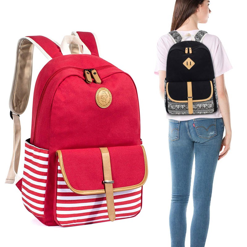 Thickened Canvas School Backpack For College Girls Laptop Bag Shoulder Handbag Shopee Philippines