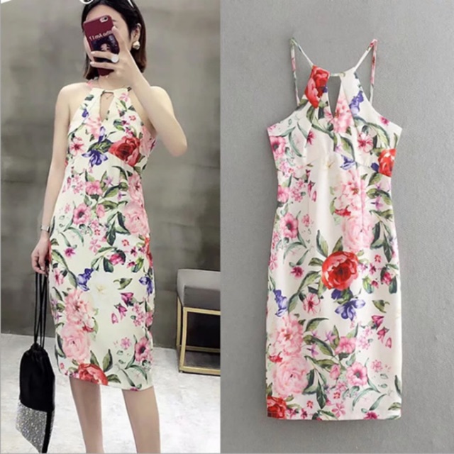 Party Dress Engagement Dress Bodycon Floral Korean Dress Shopee Philippines