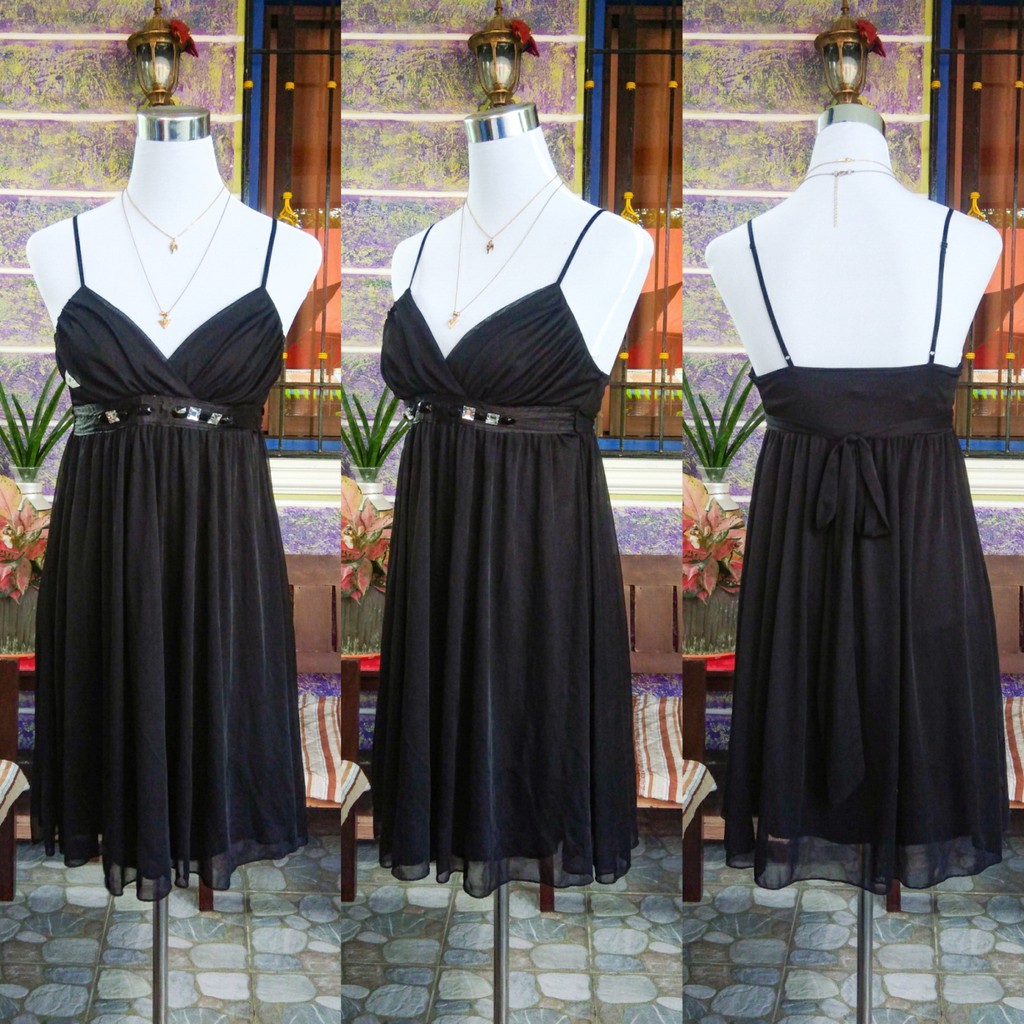 Preloved Black String Strap Formal Dress Size Xs S Shopee Philippines