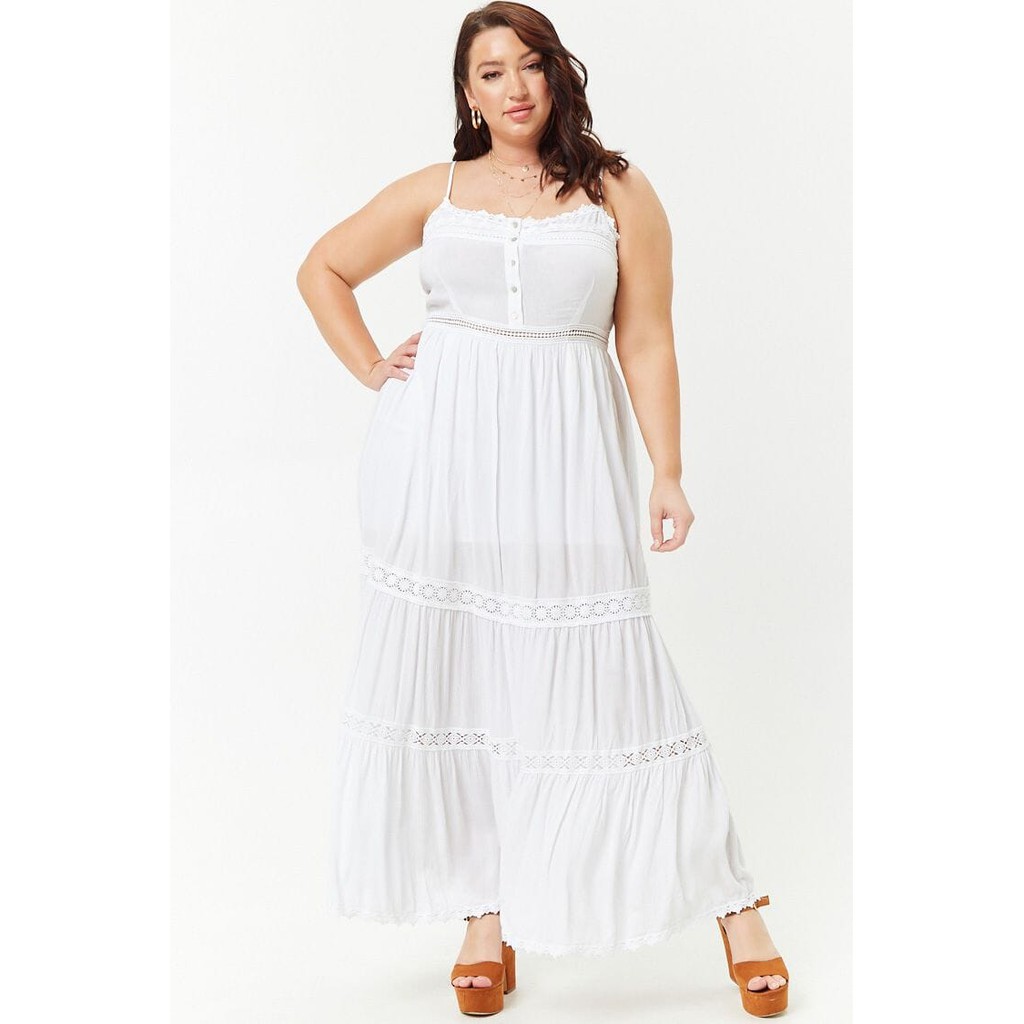 Forever 21 Plus Size Plus Size Crinkled Maxi Dress Ivory Shopee Philippines