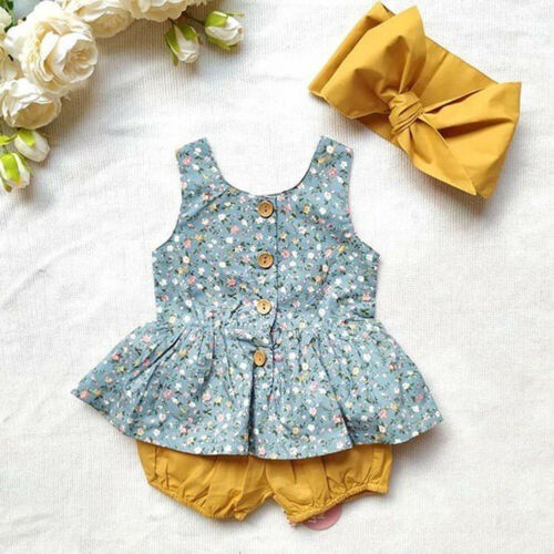 Kids Clothes Newborn Baby Girl Summer Outfits Floral Sleeveless Button Down Ruffle Dress Shopee Philippines