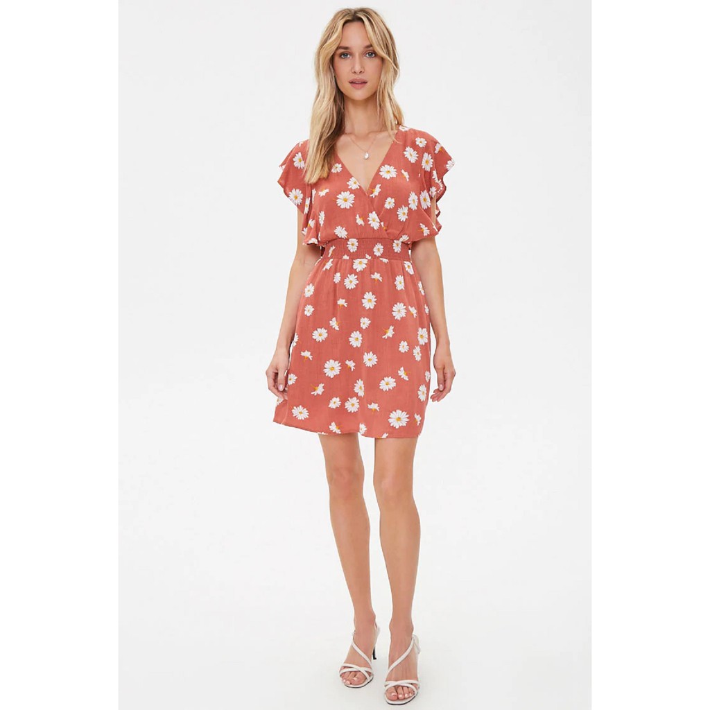 Forever 21 Women S Floral Print Mini Surplice Dress Shopee Philippines