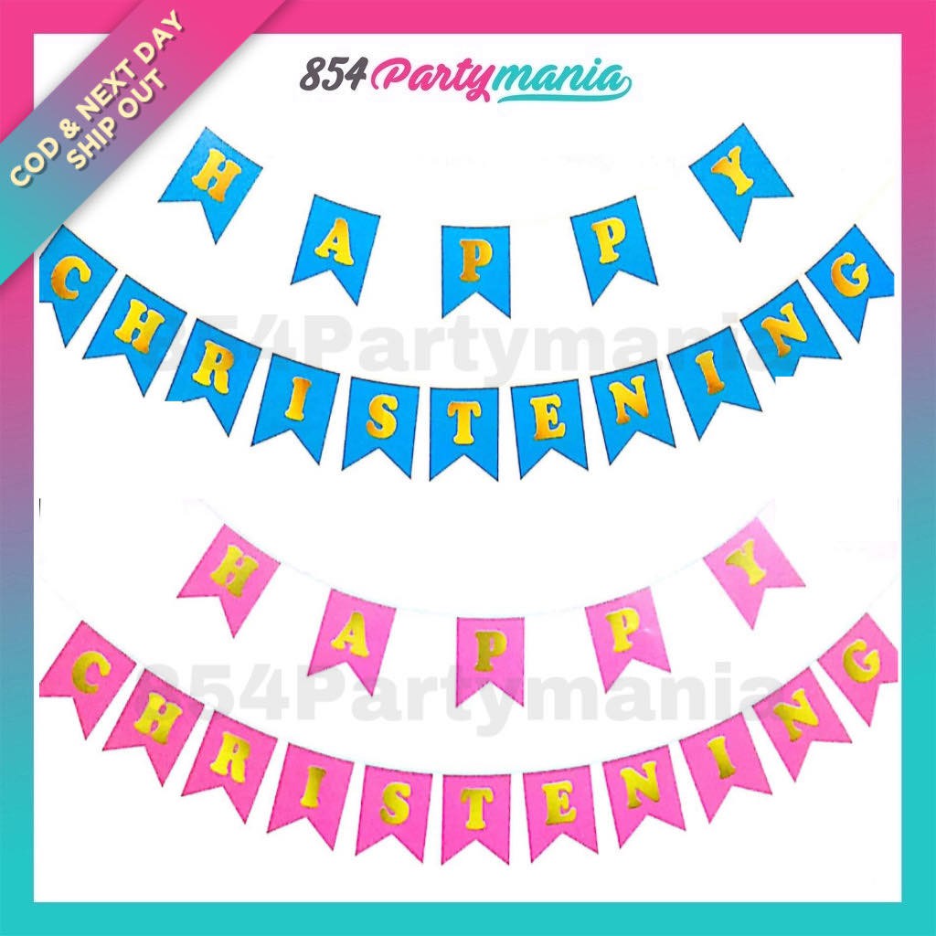 happy christening banner baby christening bunting banderitas shopee philippines