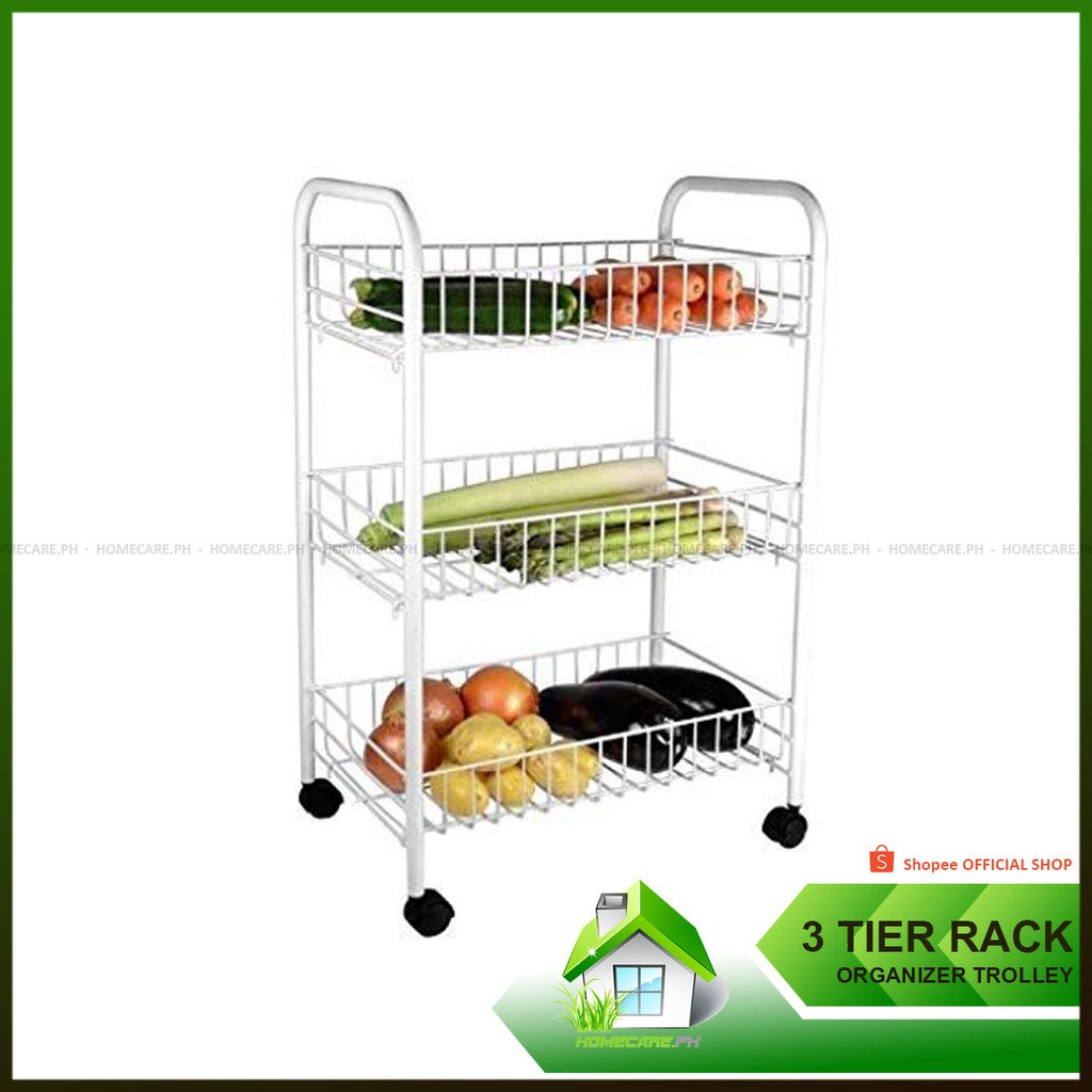 3/4 Tier Kitchen Vegetables Storage Trolley Cart Shelf ...