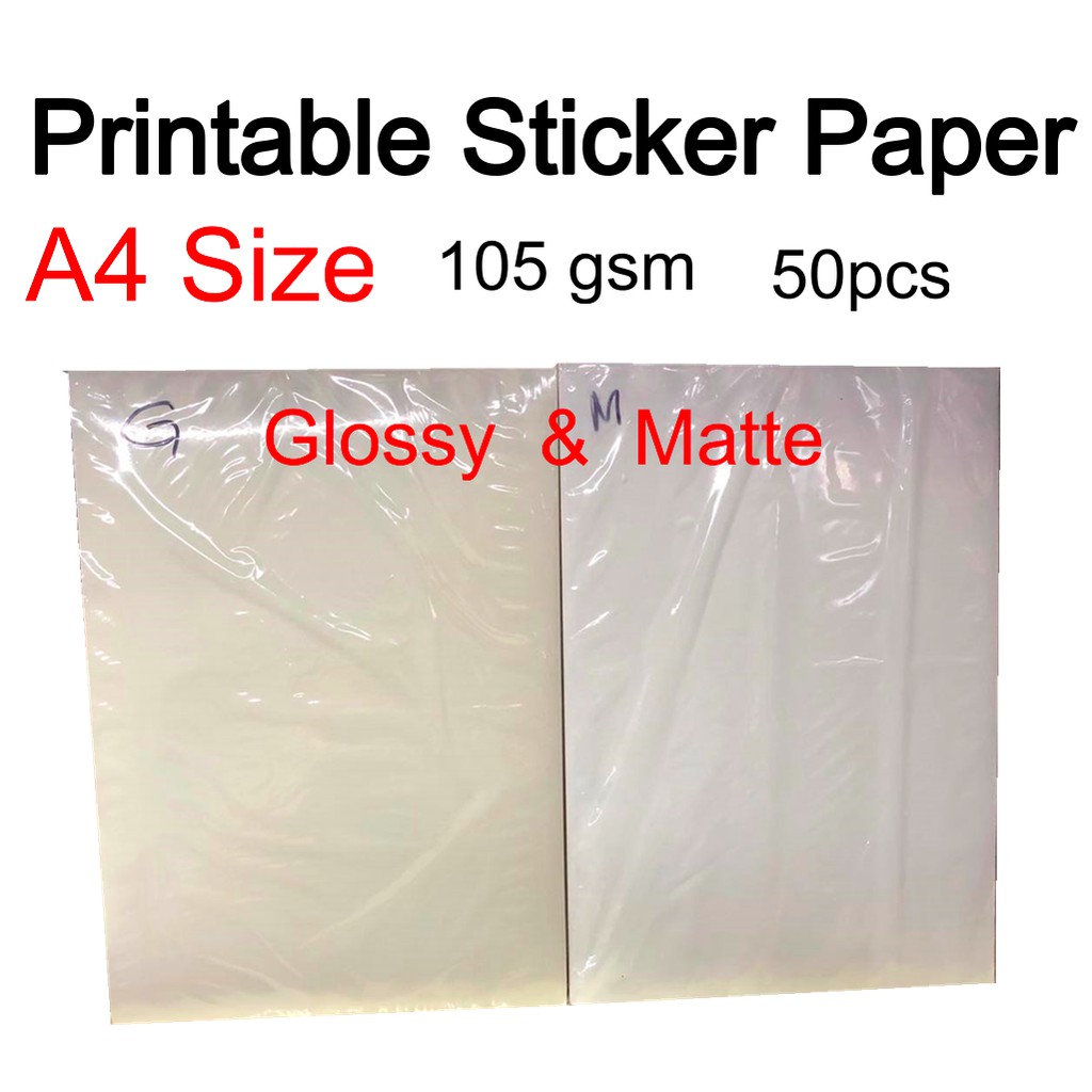 Glossy printable sticker paper