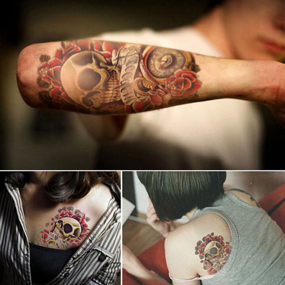 Removable Waterproof Skull Buddha Body Art Arm Temporary Tattoo Sticker Shopee Philippines