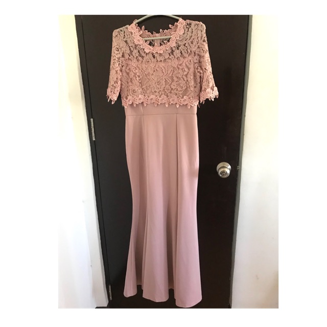Preloved Long Gown Medium Size Color Rose Gold Shopee Philippines