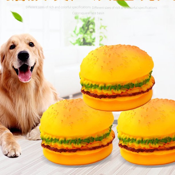 Pet dog squeak chew toys funny hamburger designs dog toys for small