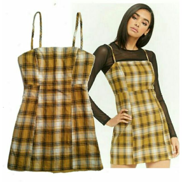 Forever 21 Clueless Mustard Yellow Plaid Dress Small Shopee Philippines