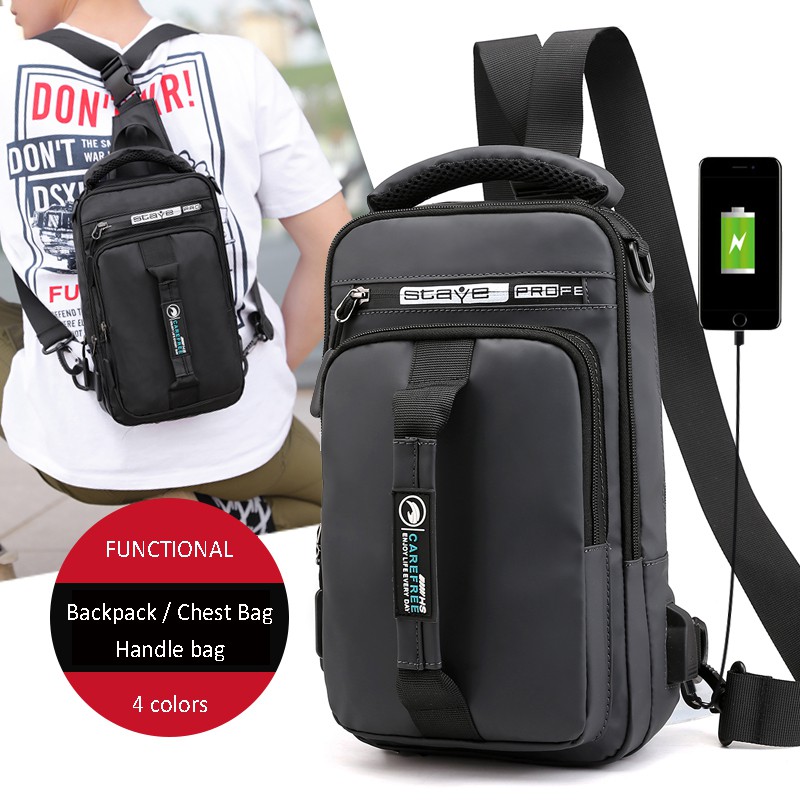 Convertible From Backpack To Chest Crossbody Men Sling Bag Shopee Philippines