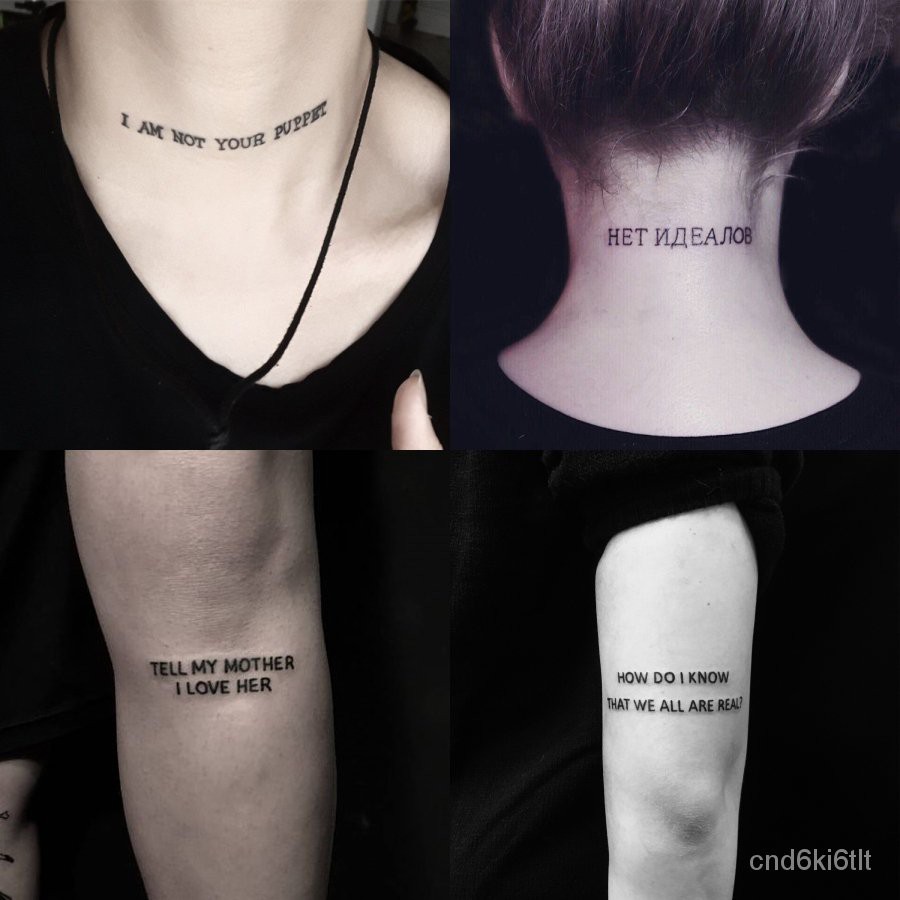 56Sheet Waterproof Temporary Tattoo Sticker Black Devil Doesn't Sleep English Letters Tatoo Fake Tat | Shopee Philippines