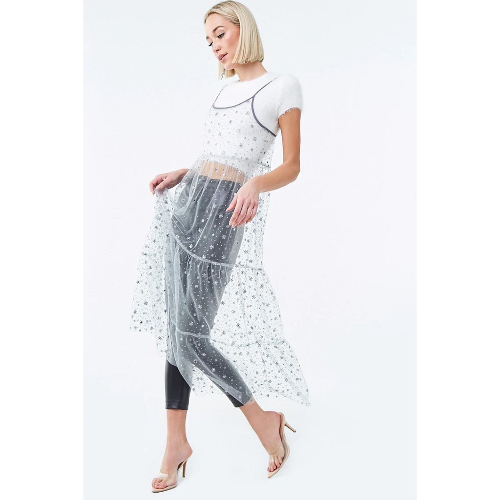 Forever 21 Women S Shimmery Transparent Dress Gunmetal Shopee Philippines