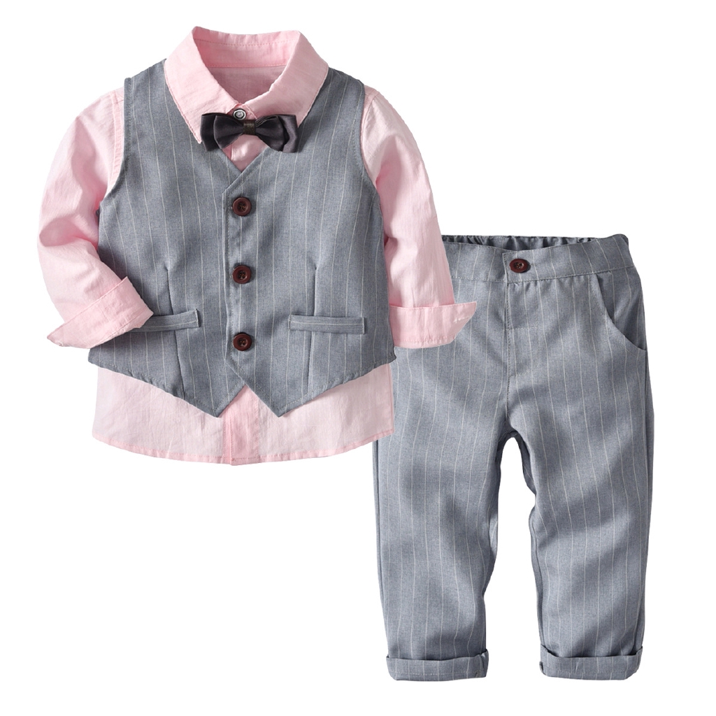Kids Suits Autumn Baby Boy Shirt Overalls Coat Tie Boys Suit For Wedding Party Wear Children Clothes Shopee Philippines