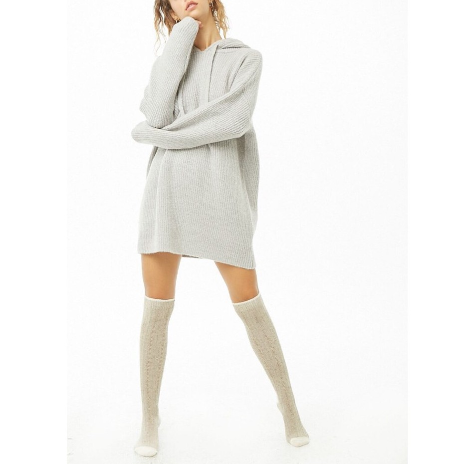 Forever 21 Women S Ribbed Drawstring Sweater Dress Heather Grey Shopee Philippines