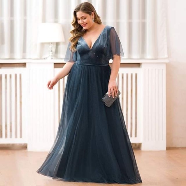 Elegant Plus Size Dusty Blue Gown Size 18 For Weddings And Other Special Occasion Shopee Philippines