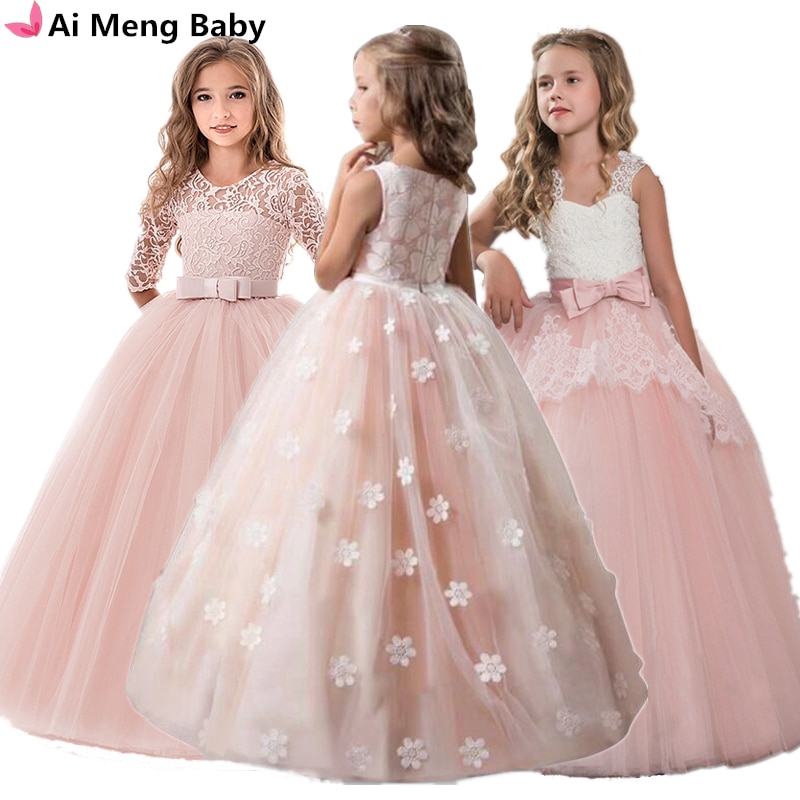 Vintage Flower Girls Dress For Wedding Evening Children Princess Party Pageant Long Gown Kids Dresses For Girls Formal Clothes Shopee Philippines