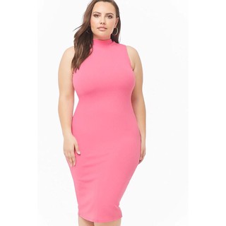 Forever 21 Women S Ribbed Button Front Midi Dress Shopee Philippines