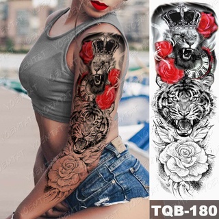 Large Arm Sleeve Tattoo Tiger Fox Lotus Waterproof Temporary Tatto Sticker Alice In Wonderland Body | Shopee Philippines