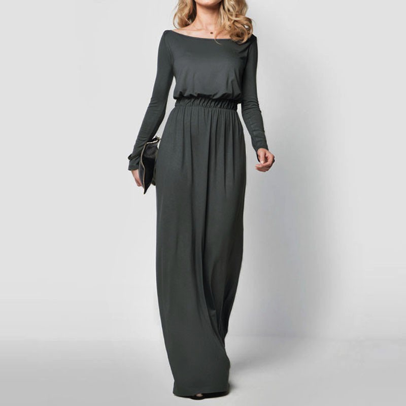 Cocktail Formal Long Sleeve Maxi Dress Grey Shopee Philippines