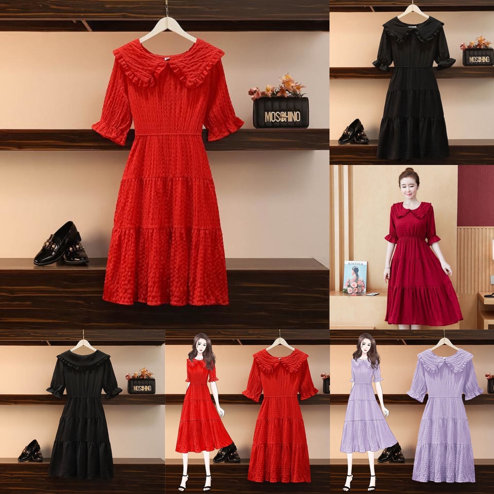 Casual Formal Dresses Fat Sister Large Size Women S Dress 2020 New Summer Red Dress Western Style Fat Mm Slim Chiffon Dress Fashion Plus Size Dress Sale Shopee Philippines