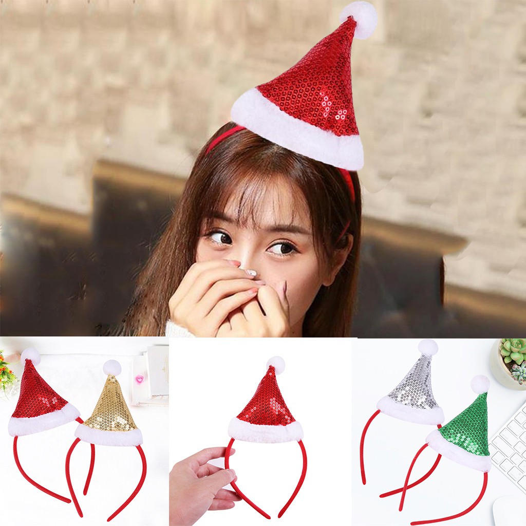 Trendy Christmas Tiara Headband Party Show Dress Up Sequins Christmas Hat Headband Shopee Philippines