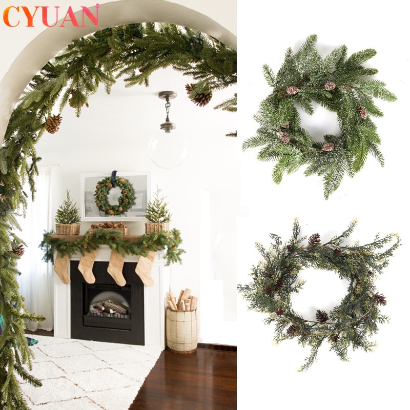 Christmas Wreaths Garlands Plants Decored Christmas Garland Fireplace Door Party Xmas Decor Rattan Free 3m Lights Home Furniture Diy Breadcrumbs Ie