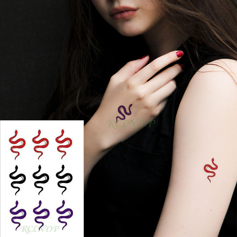 Colorful Cute Snake Waterproof Tattoo Sticker 10.5 * 6Cm Small Pattern Beautiful Back Of Hand, Ankle, Clavicular Ear | Shopee Philippines 800_x_800_jpg