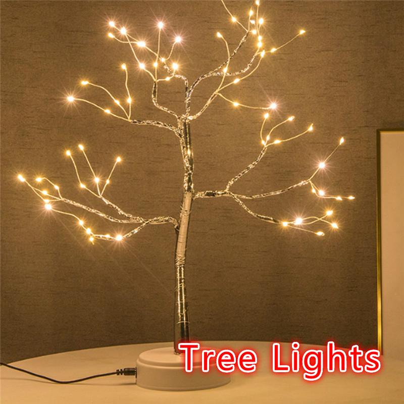 Christmas Led Tree Light Home Party Wedding Festival Tabletop Decor White Decorative Lamp With Crystal Pendant Shopee Philippines